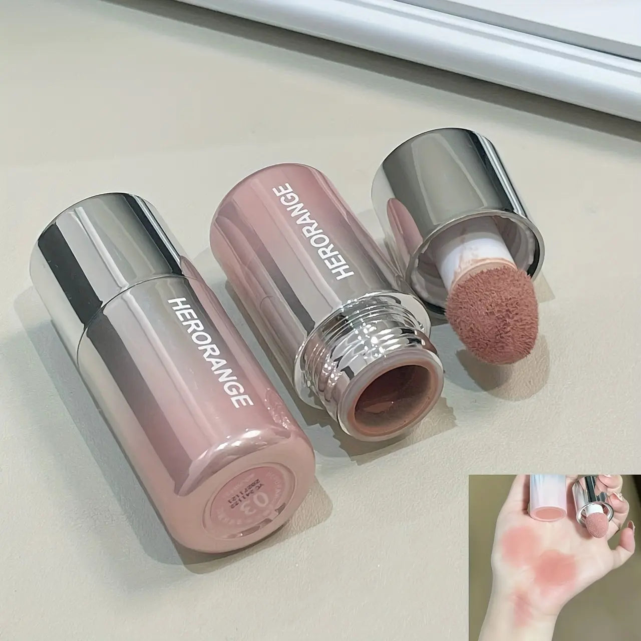 HERORANGE Liquid Blush Stick Rouge with Sponge Tip, Waterproof Long-Lasting Smooth Color-Correcting Lip and Cheek Tint, Brightening Radiance Everyday Versatile Makeup for All Skin Tones, Beauty Cosmetics, Great Birthday or Valentine'S Day Gift