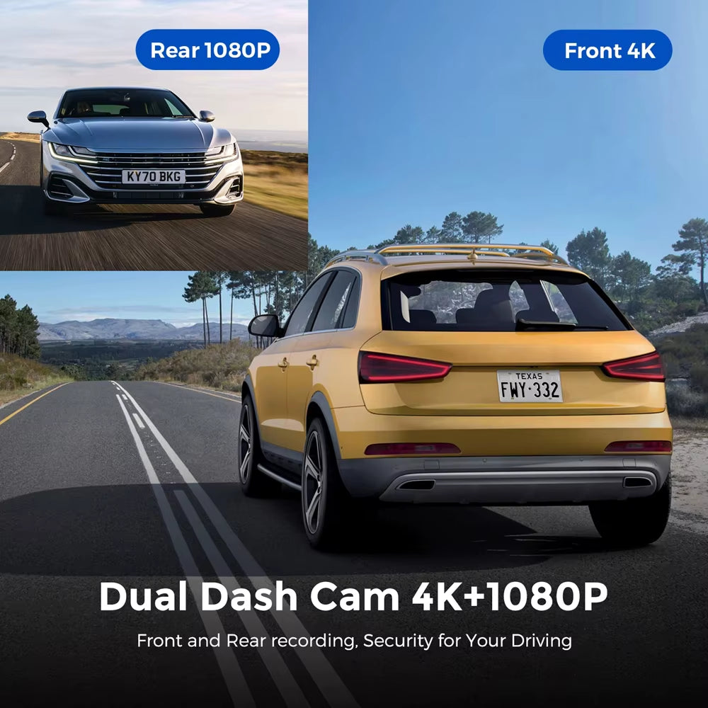 UHD 4K Cámara para autos UHD 4K Wi-Fi de doble lente, grabadora de manejo DVR para auto, cámara trasera opcional 1080P, GPS, monitoreo de estacionamiento 24 horas, caja negra.Wifi Dash Cam Dual Lens Driving Recorder Car DVR Optional 1080P Rear Lens Camera GPS 24H Parking Monitoring Black Box