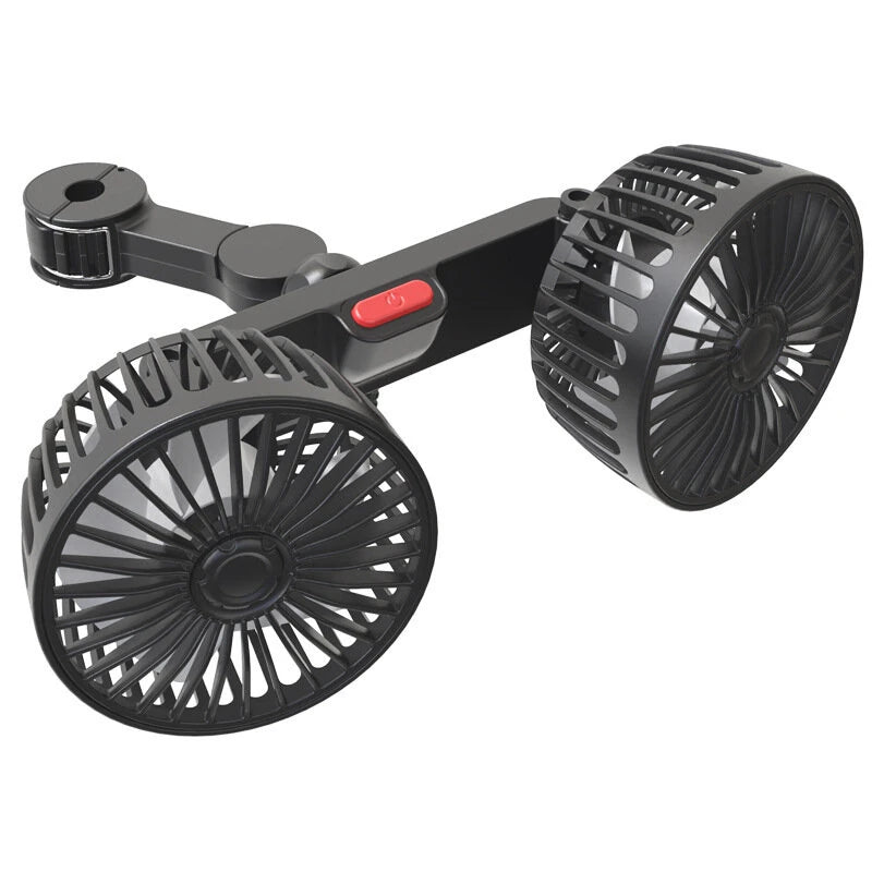 Car Fan 360° 3-Speed Car Seat Back Cooling Fan USB Charge Dual Head Fan Adjustable Rotation Neck Cooler for Car Home Accessories