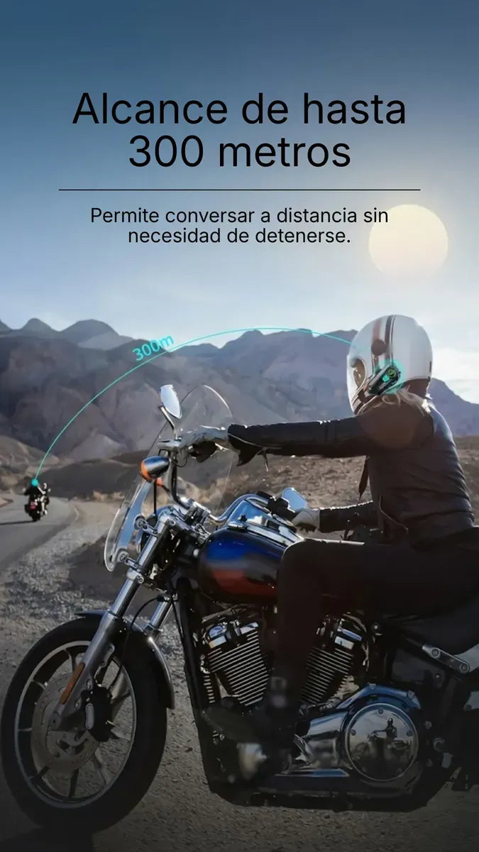 Auriculares Bluetooth 5.3 Y10 para Casco de Motocicleta con Iluminación LED, Audífonos Inalámbricos Manos Libres e Impermeables