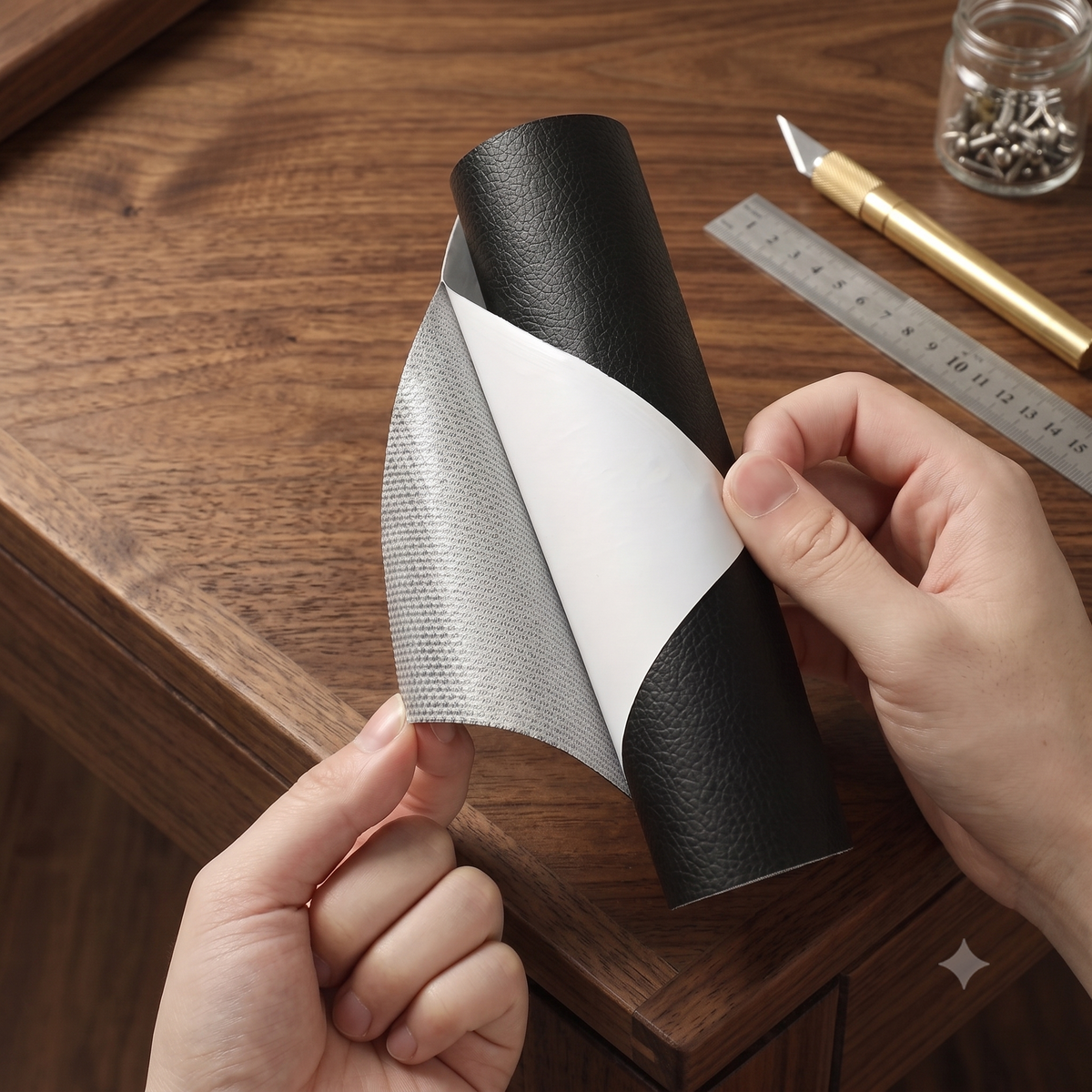 Cinta de parche de reparación de cuero autoadhesivo (hasta 138 cm) — Reparación DIY autoadhesiva para el hogar, sofás, asientos de moto y auto, bolsos y parches para el hogar.