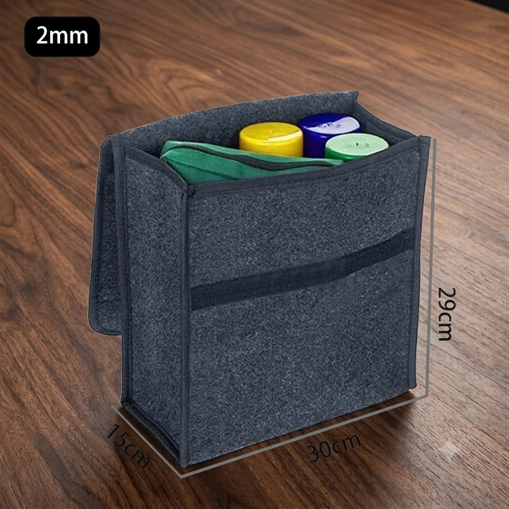 1PC Dark Gray Car Felt Storage Box Car Storage Bag Enlarged and Thickened Soft Felt Storage Box Household Storage Box