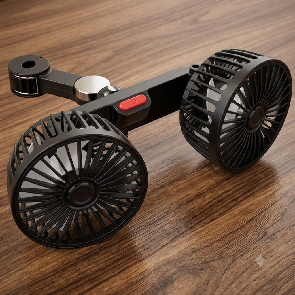 Car Fan 360° 3-Speed Car Seat Back Cooling Fan USB Charge Dual Head Fan Adjustable Rotation Neck Cooler for Car Home Accessories